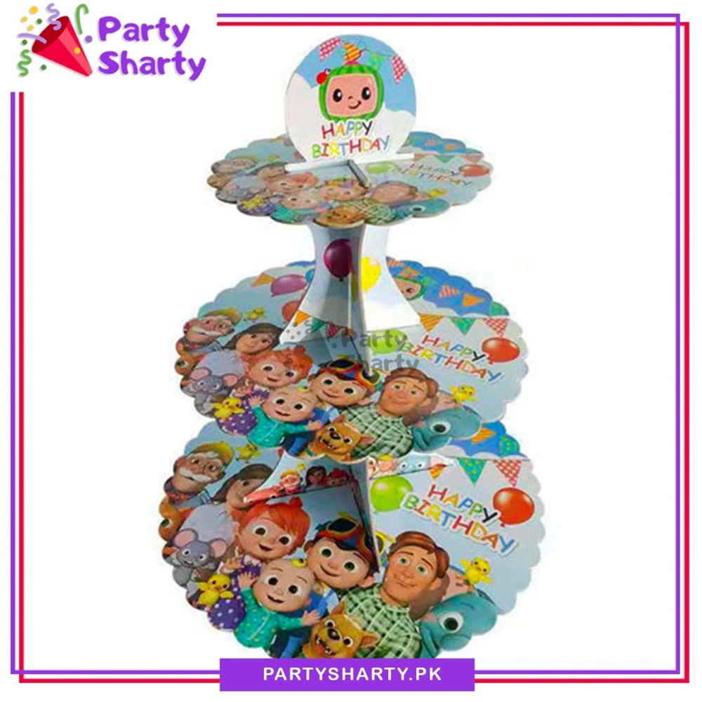 Cocomelon Cupcake stand holds about 20 cupcakes.30- Cocomelon plates.